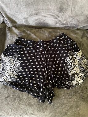Free People Black & White Printed High Waist Shorts